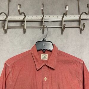 J Crew Shirt Men S Red Chambray Button Up Chin Strap Academia Casual Cowboy L/S